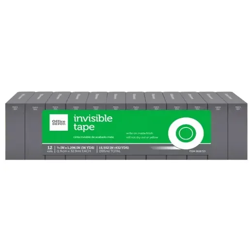 Invisible Tape, 3/4″ x 1296″, Clear, Pack of 12 Rolls