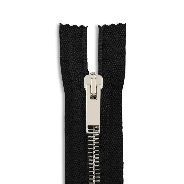 Italian Made High-Quality Finish #5 30″ Nickel Jacket Zipper – Black