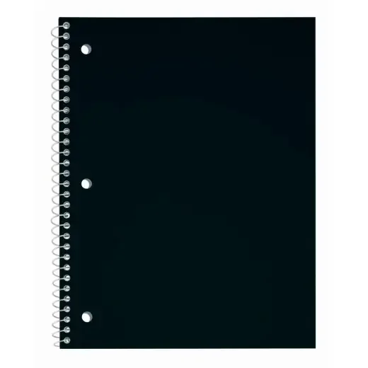 Just Basics Poly Spiral Notebook, 8″ X 10-1/2″, 1 Subject, Wide Ruled, 70 Sheets, Black