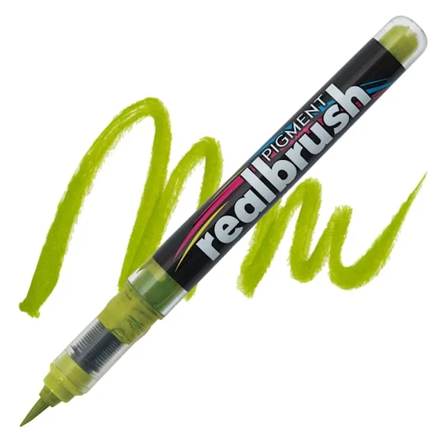 Karin Realbrush Pigment Marker – Lime Green, 4 mm, Brush Tip