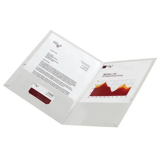 Laminated Paper 2-Pocket Folders, White, Pack Of 10