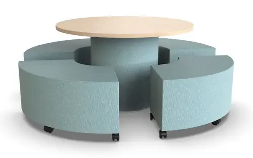 LIAT BE-001-G2 Round Belmont Table with Four Curved Ottomans 48 W x 48 D