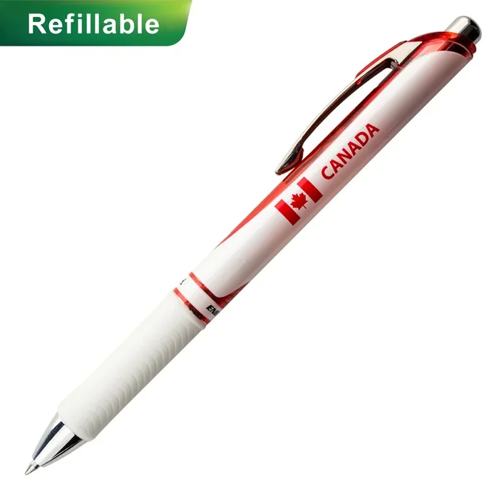 Limited Edition Energel Retractable Gel Roller 0.7mm Black Ink – Canadian Barrel Design 2, Metal Tip