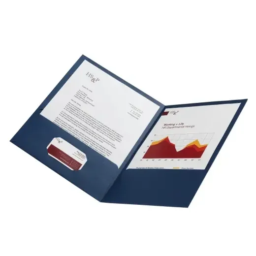 Linen 2-Pocket Folder, Letter Size, Navy, Pack Of 5