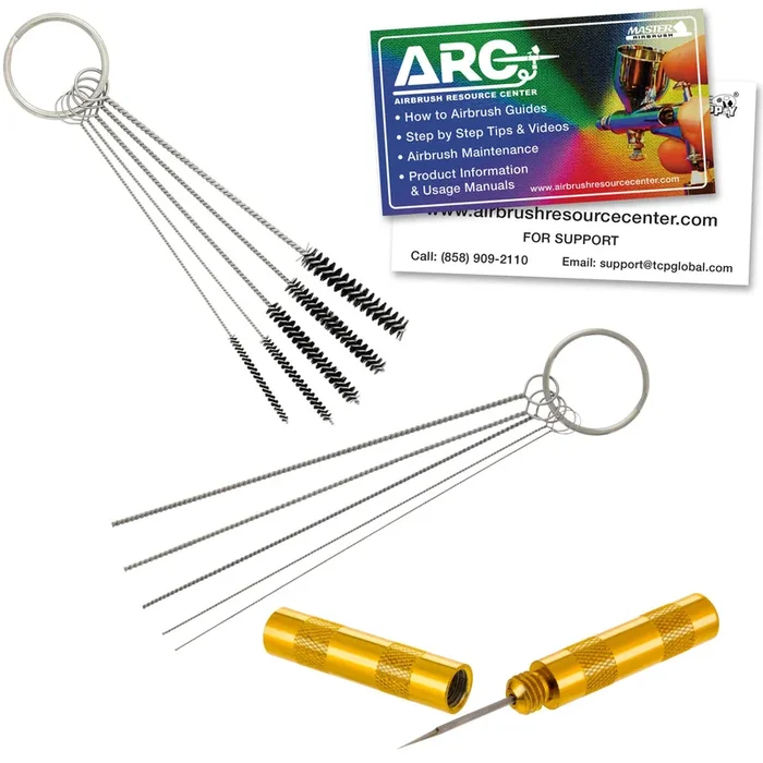 Master Airbrush 12 Piece Airbrush Cleaning Kit – 5 pc Cleaning Needles, 5pc Cleaning Brushes, 1 Wash Needle, How to Book
