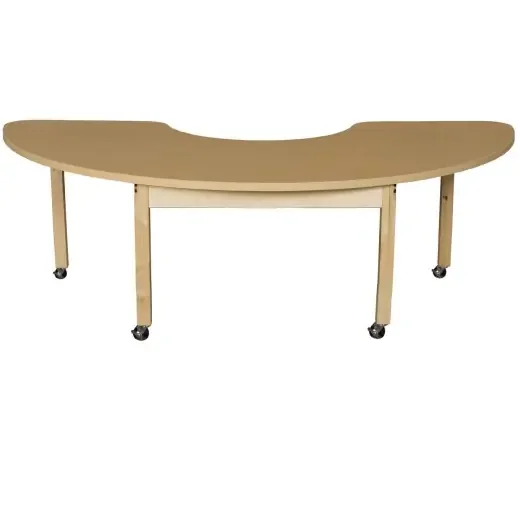 Mobile Half Circle High Pressure Laminate Table With Hardwood Legs 18″
