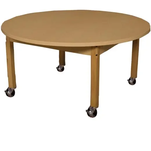 Mobile Round High Pressure Laminate Table with Hardwood Legs – 24″
