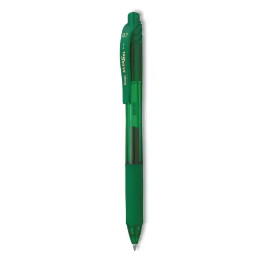 Pentel Energel-X Gel Pen, Retractable, Medium 0.7 Mm, Green Ink, Translucent Green/Green Barrel, Dozen