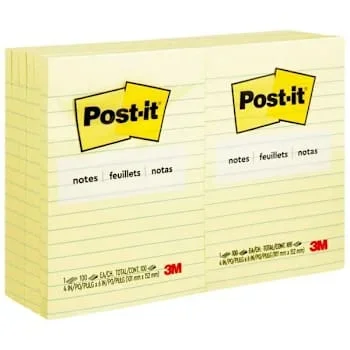 Post-It Notes Original Lined Notepads 1.5″X2″ Canary Yellow Package Of 12