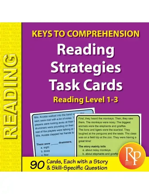 Reading Strategies Task Cards Keys To Comprehension (Reading Level 1-3)