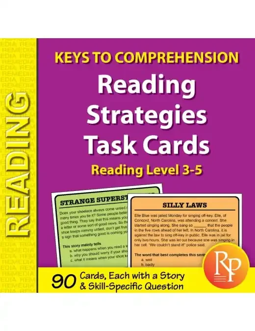 Reading Strategies Task Cards Keys To Comprehension (Reading Level 3-5)