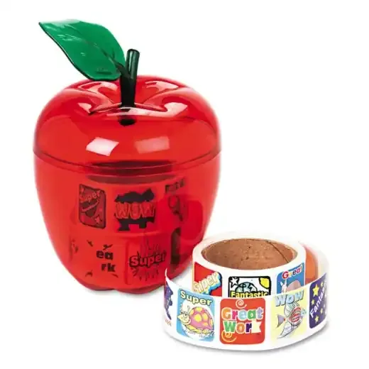Reward Stickers In Red Apple Dispenser, 1″H X 1″W, Pack Of 600