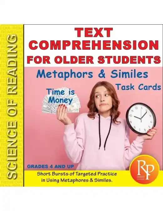 Science Of Reading Text Comprehension For Older Students Metaphors & Similes Task Cards
