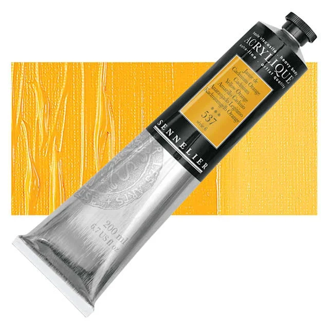Sennelier Extra-Fine Artist Acryliques – Cadmium Yellow Orange, 200 ml tube