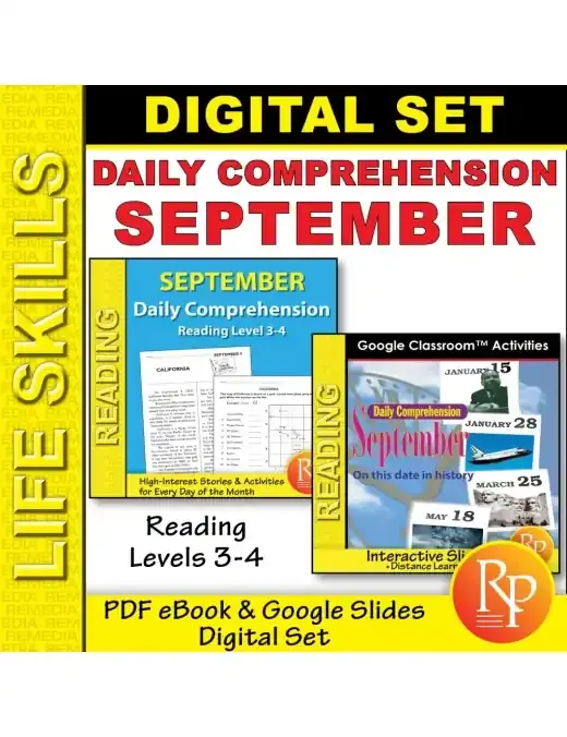 September Daily Comprehension Nonfiction Passages Google & Pdf Print