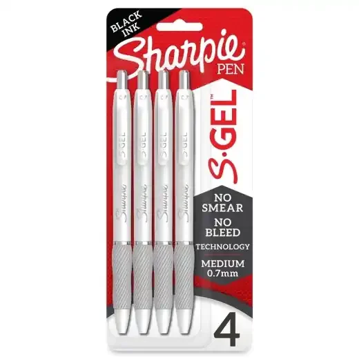 Sharpie® 4Ct Sharpie S-Gel White Fashion Barrel .7Mm Pens
