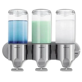 Simplehuman Triple Wall Mount Shower Pump 3×15 Fl.oz Shampoo/Soap Dispensers Ss