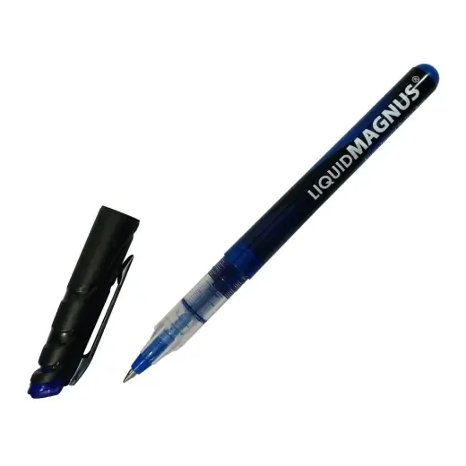 Skilcraft Abilityone Free Ink Rollerball Pens, Fine Point, 0.5 Mm, Silver Barrel, Blue Ink, Pack Of 12 Pens