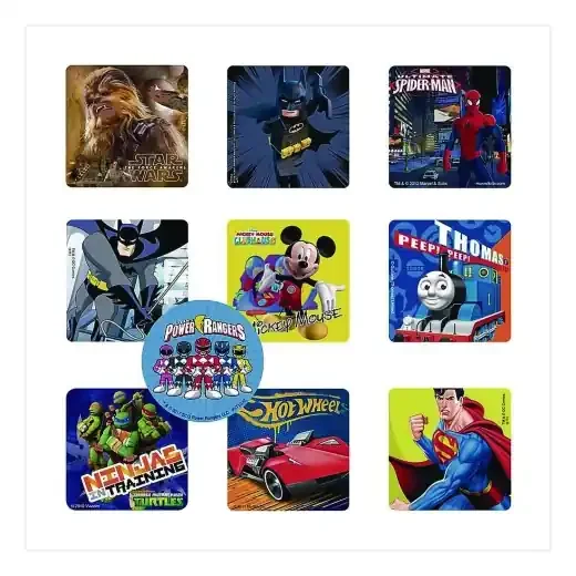 Smilemakers Cars, Trucks And Heroes Sticker Sampler Pack, Randomly Assorted Illustrations And Colors, 1,000/Box