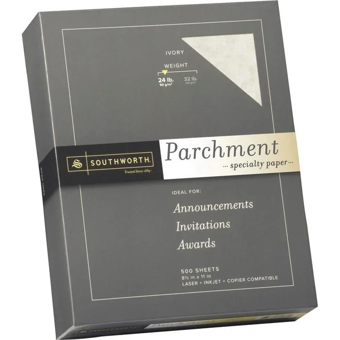 Southworth Fine Parchment Acid-Free Lignin-Free Specialty Paper, 8-1/2 x 11 Inches, 24 lb, Ivory, 500 Sheets