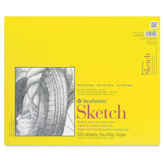 Strathmore 300 Series Sketch Pad – 14″ x 17″, 50 lb, 100 Sheets