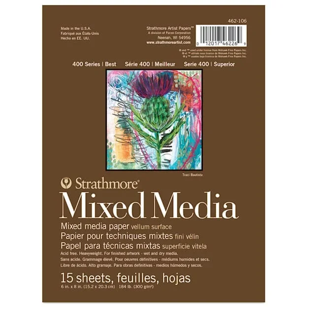 Strathmore 400 Series Mixed Media Pad – 6″ x 8″, 15 Sheets
