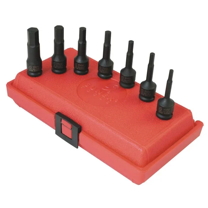 Sunex Intl 7-Piece Hexagonal Impact Socket Set – Metric, 3/8 in Drive, Alloy Steel, Set of 7