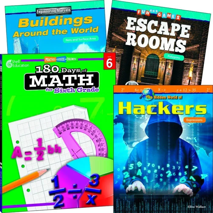 Teacher Created Materials Learn-at-Home Explore Math Bundle, Grade 6, Set of 4