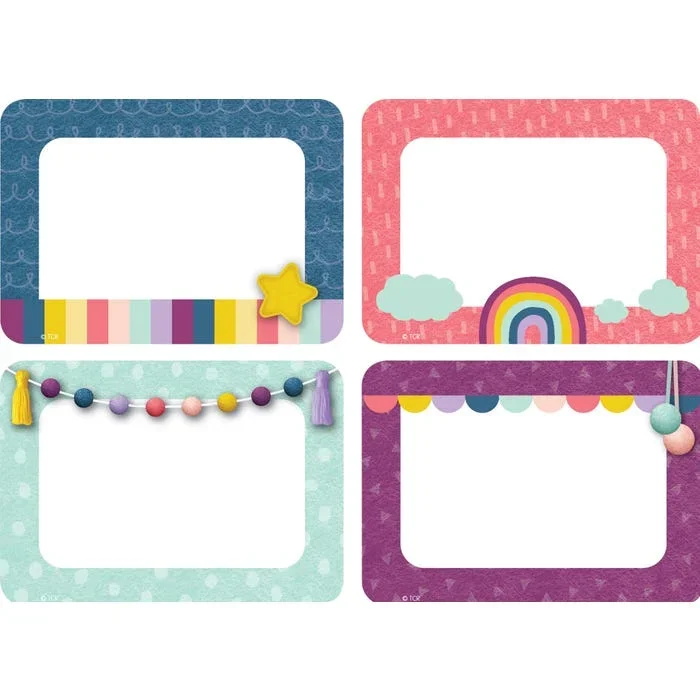 Teacher Created Resources Oh Happy Day Name Badge Labels, 3-1/2 2-1/2 Inches, Set of 36