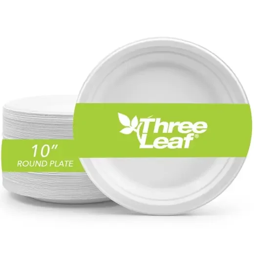 Three Leaf 10″ Bagasse Round Plate