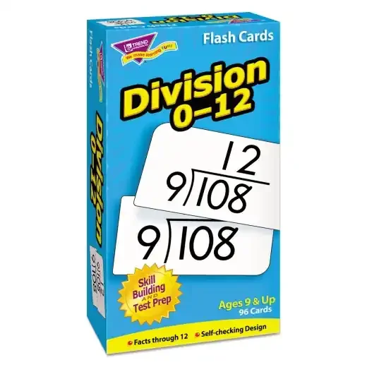 Trend Skill Drill Flash Cards, Division 0 To 12, Grades 4 To 6, 3″ X 6″, Black And White, 91/Pack
