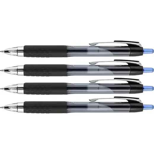 Uniball Signo 207 Gel Pen, Retractable, Medium 0.7 Mm, Blue Ink, Smoke/Black/Blue Barrel, 4/Pack
