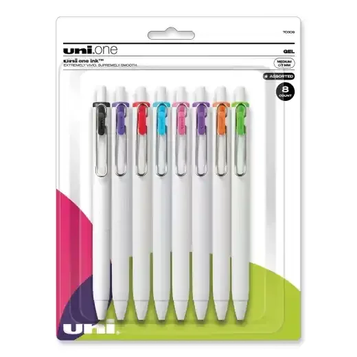 Uniball Unione Gel Pen, Retractable, Medium 0.7 Mm, Assorted Inspirational Ink And Barrel Colors, 8/Pack