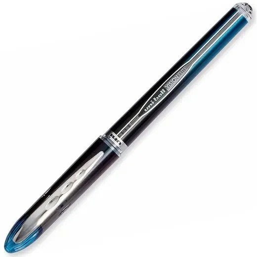 Uniball Vision Elite BLX Series Hybrid Gel Pen, Stick, Extra-Fine 0.5 Mm, Blue-Infused Black Ink, Gray/Blue/Clear Barrel