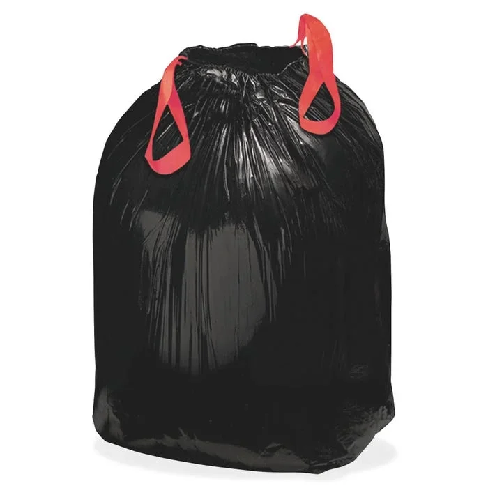Webster Industries Draw’n Tie Drawstring Trash Can Liners, 33 Gallon, Black, Pack of 150