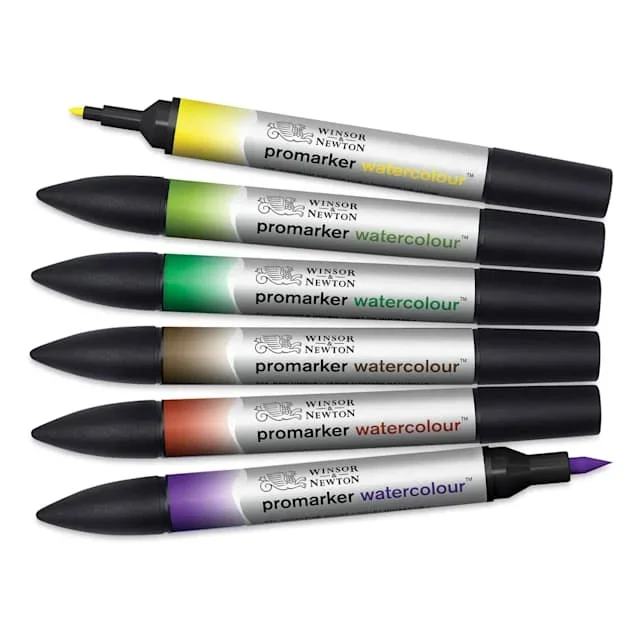 Winsor & Newton Promarker Watercolor Markers – Foliage Colors, Set of 6