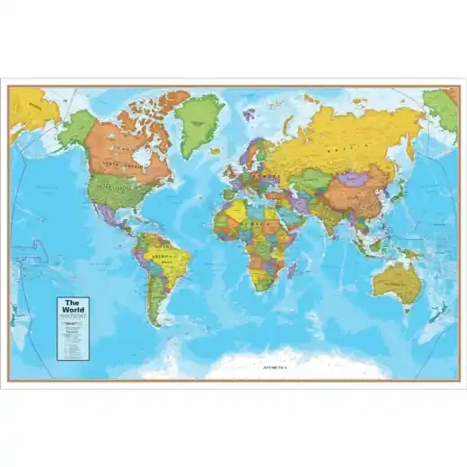 World 24X36in Laminated Wall Map Blue Ocean by Waypoint Geographic