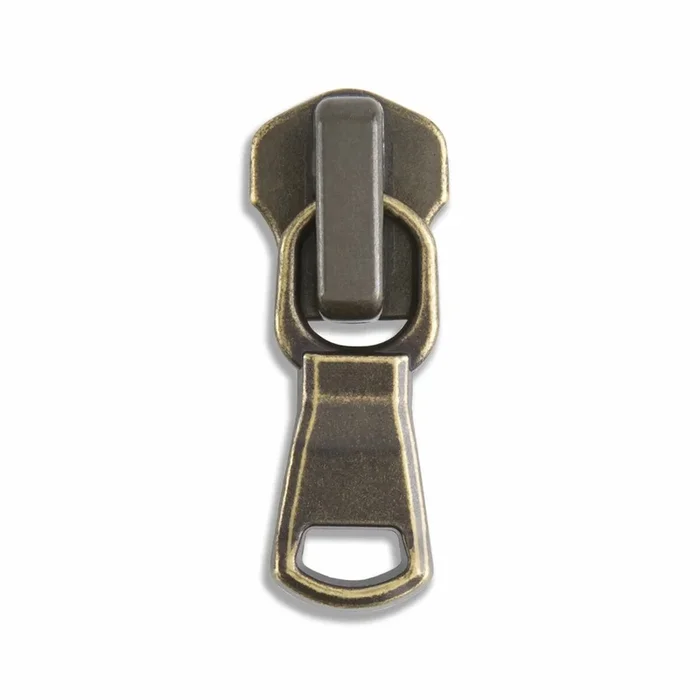 YKK #5 Excella Metal Jacket/Pant Rounded Fashion Zipper Pulls – 2/Pack – Antique Brass