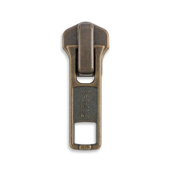 YKK #5 Metal Jacket Zipper Pulls – 2/Pack – Antique Brass
