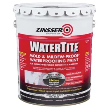 Zinsser 5 Gal Watertite Mold-Proof Waterproofing Paint Matte Bright White 1pk
